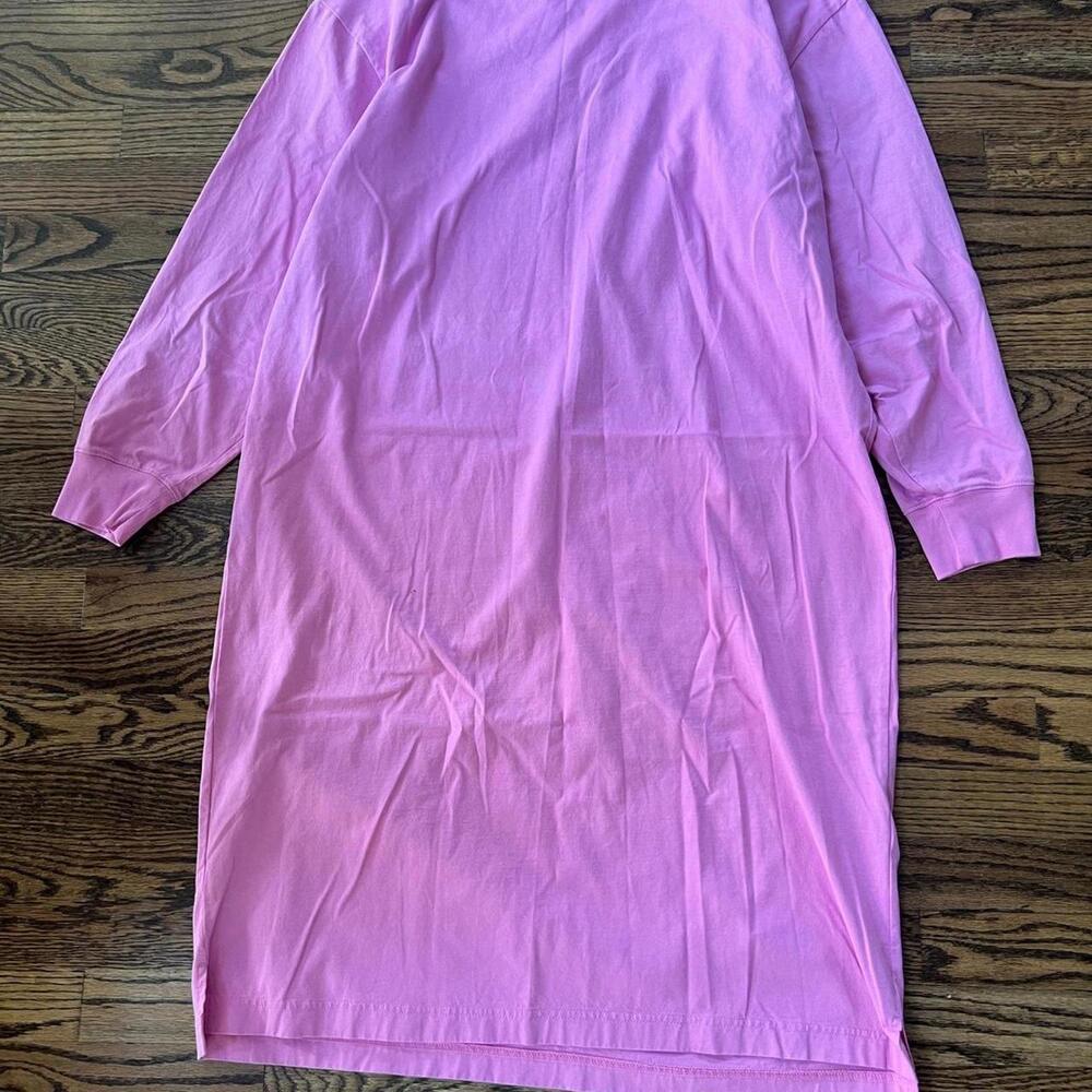 Pink bubble gum Samsoe Samsoe long sleeve cotton midi dress basic